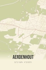 Retro Dutch city map of Aerdenhout located in Noord-Holland. Vintage street map.