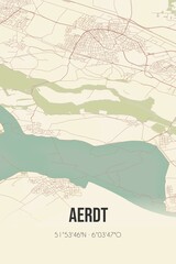 Retro Dutch city map of Aerdt located in Gelderland. Vintage street map.