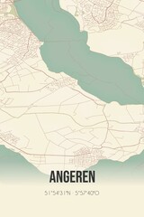 Retro Dutch city map of Angeren located in Gelderland. Vintage street map.