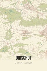 Retro Dutch city map of Oirschot located in Noord-Brabant. Vintage street map.