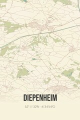 Fototapeta na wymiar Retro Dutch city map of Diepenheim located in Overijssel. Vintage street map.