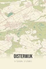 Retro Dutch city map of Oisterwijk located in Noord-Brabant. Vintage street map.