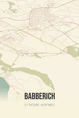 Retro Dutch city map of Babberich located in Gelderland. Vintage street map.