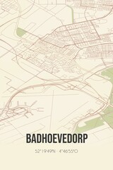 Obraz premium Retro Dutch city map of Badhoevedorp located in Noord-Holland. Vintage street map.