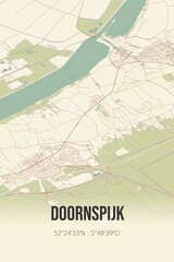 Retro Dutch city map of Doornspijk located in Gelderland. Vintage street map.
