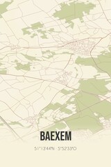Retro Dutch city map of Baexem located in Limburg. Vintage street map.