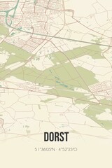 Retro Dutch city map of Dorst located in Noord-Brabant. Vintage street map.