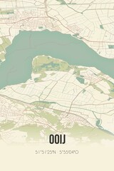 Fototapeta na wymiar Retro Dutch city map of Ooij located in Gelderland. Vintage street map.