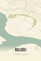 Retro Dutch city map of Balgoij located in Gelderland. Vintage street map.