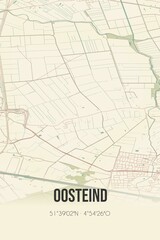 Retro Dutch city map of Oosteind located in Noord-Brabant. Vintage street map.