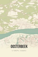 Retro Dutch city map of Oosterbeek located in Gelderland. Vintage street map.