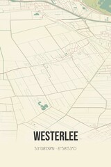 Retro Dutch city map of Westerlee located in Groningen. Vintage street map.