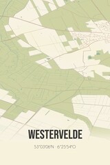Retro Dutch city map of Westervelde located in Drenthe. Vintage street map.