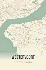 Obraz premium Retro Dutch city map of Westervoort located in Gelderland. Vintage street map.