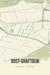 Retro Dutch city map of Oost-Graftdijk located in Noord-Holland. Vintage street map.