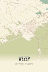 Obraz premium Retro Dutch city map of Wezep located in Gelderland. Vintage street map.