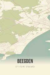 Retro Dutch city map of Beegden located in Limburg. Vintage street map.