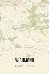 Retro Dutch city map of Wichmond located in Gelderland. Vintage street map.