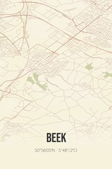 Retro Dutch city map of Beek located in Limburg. Vintage street map.