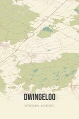 Retro Dutch city map of Dwingeloo located in Drenthe. Vintage street map.