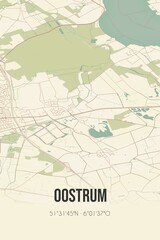 Retro Dutch city map of Oostrum located in Limburg. Vintage street map.