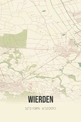 Retro Dutch city map of Wierden located in Overijssel. Vintage street map.