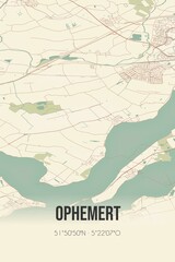 Fototapeta premium Retro Dutch city map of Ophemert located in Gelderland. Vintage street map.