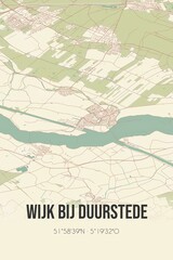 Retro Dutch city map of Wijk bij Duurstede located in Utrecht. Vintage street map.