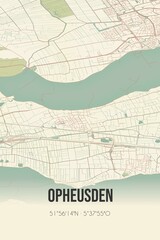 Retro Dutch city map of Opheusden located in Gelderland. Vintage street map.