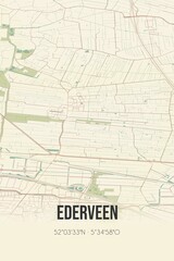 Fototapeta premium Retro Dutch city map of Ederveen located in Gelderland. Vintage street map.