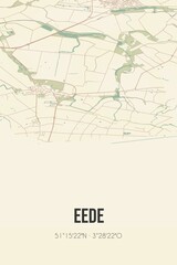 Retro Dutch city map of Eede located in Zeeland. Vintage street map.