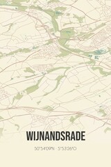 Retro Dutch city map of Wijnandsrade located in Limburg. Vintage street map.