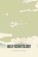Retro Dutch city map of Belt-Schutsloot located in Overijssel. Vintage street map.