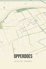Retro Dutch city map of Opperdoes located in Noord-Holland. Vintage street map.