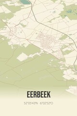 Retro Dutch city map of Eerbeek located in Gelderland. Vintage street map.