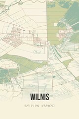 Retro Dutch city map of Wilnis located in Utrecht. Vintage street map.
