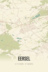 Fototapeta na wymiar Retro Dutch city map of Eersel located in Noord-Brabant. Vintage street map.
