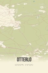 Retro Dutch city map of Otterlo located in Gelderland. Vintage street map.