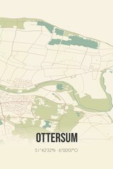 Retro Dutch city map of Ottersum located in Limburg. Vintage street map.