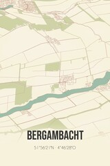 Naklejka premium Retro Dutch city map of Bergambacht located in Zuid-Holland. Vintage street map.