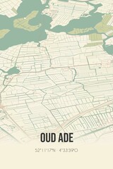 Fototapeta na wymiar Retro Dutch city map of Oud Ade located in Zuid-Holland. Vintage street map.