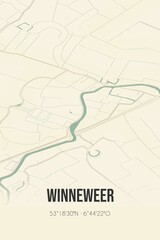 Retro Dutch city map of Winneweer located in Groningen. Vintage street map.