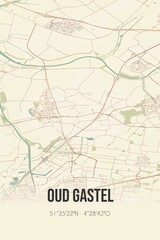Retro Dutch city map of Oud Gastel located in Noord-Brabant. Vintage street map.