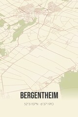 Retro Dutch city map of Bergentheim located in Overijssel. Vintage street map.