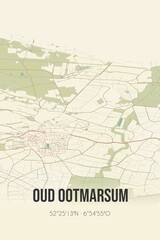 Retro Dutch city map of Oud Ootmarsum located in Overijssel. Vintage street map.