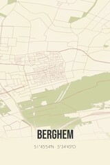 Retro Dutch city map of Berghem located in Noord-Brabant. Vintage street map.
