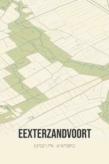 Retro Dutch city map of Eexterzandvoort located in Drenthe. Vintage street map.