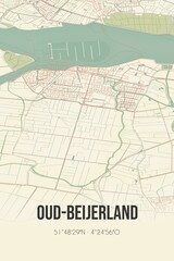 Obraz premium Retro Dutch city map of Oud-Beijerland located in Zuid-Holland. Vintage street map.