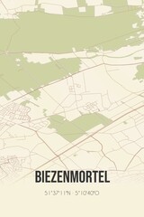 Retro Dutch city map of Biezenmortel located in Noord-Brabant. Vintage street map.