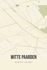 Retro Dutch city map of Witte Paarden located in Overijssel. Vintage street map.